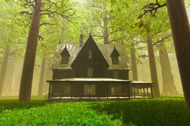derin orman 3d render 2 korku evde