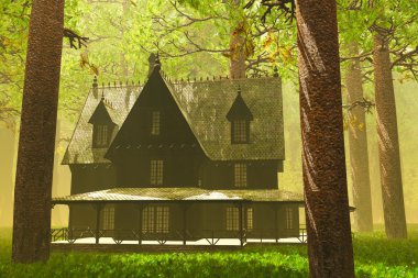 derin orman 3d render korku evde