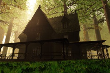derin orman 3d render korku evde