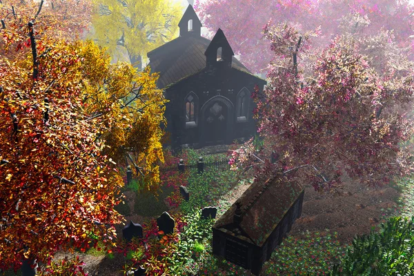 Autumn in Cemetery 3D render 6 Royalty Free Stock Photos