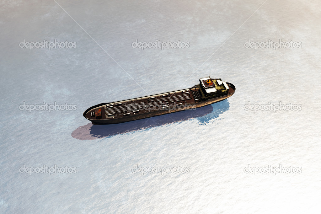 Tanker in the Sea 3D render