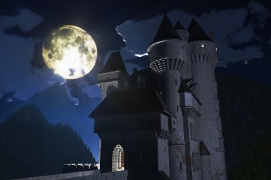 Kale dağlar 3d render gece