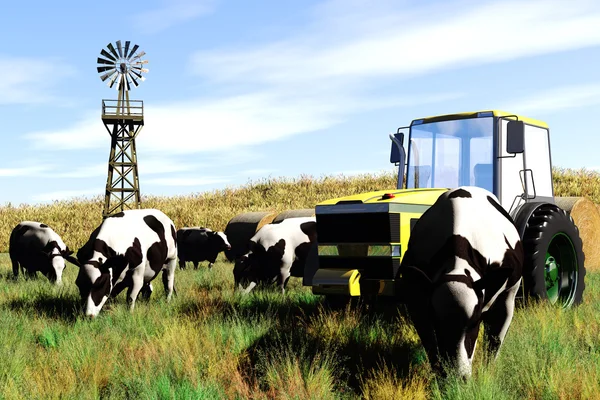 Conceito de agricultura Harvester 3D render — Fotografia de Stock