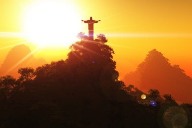 Corcovado Mountain in the Sunset clipart