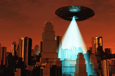 metropolis üzerinde UFO Invasion