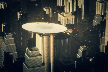 metropolis üzerinde UFO Invasion