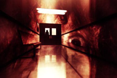 Scary Horror Hospital Corridor clipart