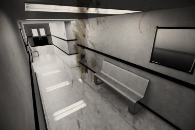 korkunç korku hastane koridorunda yurei Japon hayalet