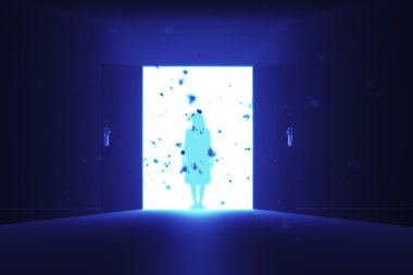 Gizemli kapı Yurei Japonca şekil hayalet