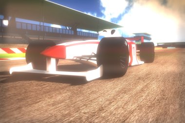 Formula 1 - Indy Race Type Car on Race Course clipart
