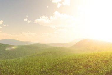 Harika yemyeşil yeşil gizemli peri masalı yaz alan