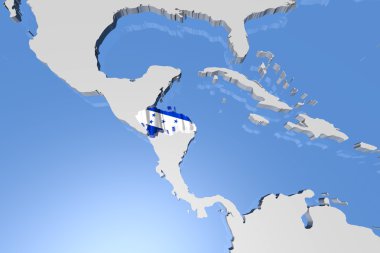 Honduras ülke harita kıta üzerinde