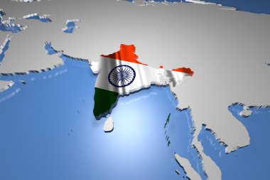 Hindistan ülke harita kıta üzerinde