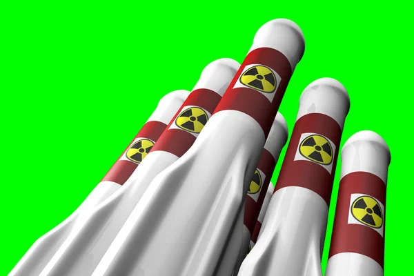 Atomraketen auf Standby Greenscreen 3D Illustration — Stockfoto