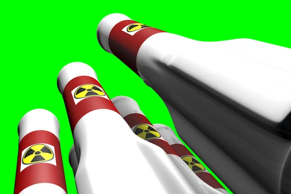 Ядерні ракети на Stanby Greenscreen 3d Illustartion — стокове фото