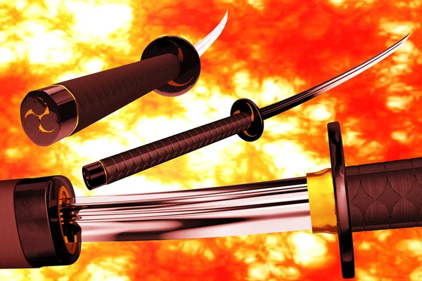 Samurai Katana obra de arte 3D — Foto de Stock