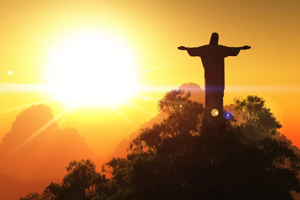 Corcovado Mountain in the Sunset — Stock Photo, Image