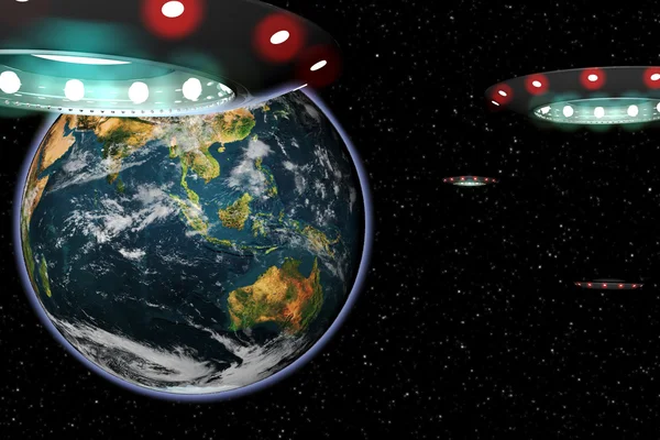 UFO işgali Earth from Space — Stok fotoğraf