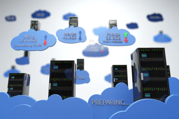 Servidores Cloud computing conceito criativo — Fotografia de Stock