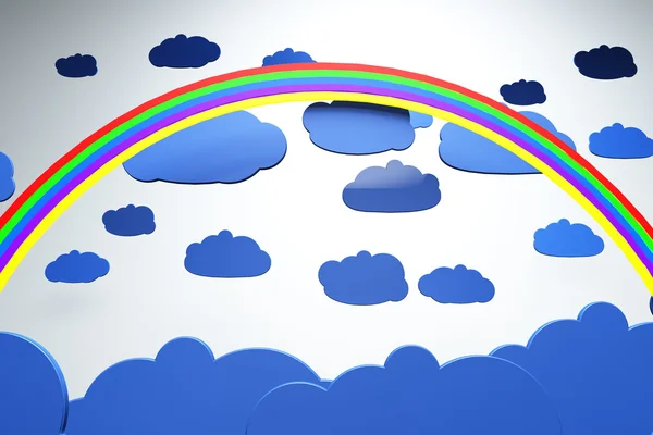 Cartoony Clouds and Rainbow — Stock Photo, Image
