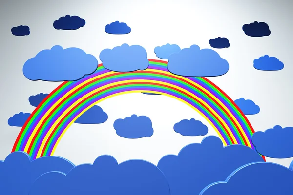 Cartoony Clouds and Rainbow — Stock Photo, Image