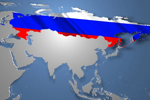 Rússia Mapa do país no Continente Ilustração 3D — Fotografia de Stock