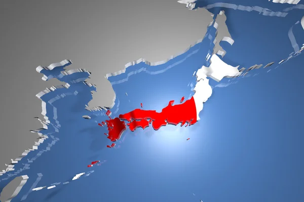 Japan Country Map on Continent — Stock Photo, Image