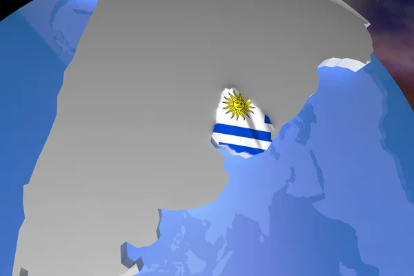 Mapie Urugwaj kraj na kontynencie — Zdjęcie stockowe