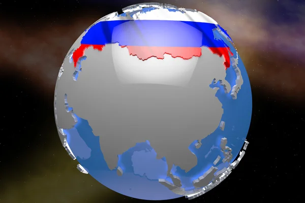 Карта Росії країна на континенті 3d ілюстрація — стокове фото