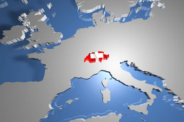 Zwitserland land kaart op Continent — Stockfoto