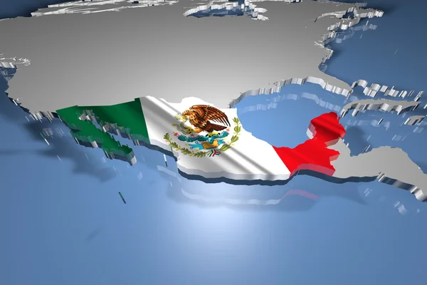 Mexico Country Map on Continent