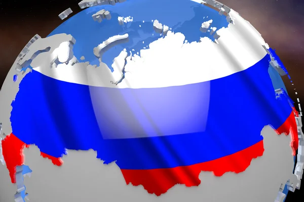 Rusland land kaart op Continent 3d illustratie — Stockfoto