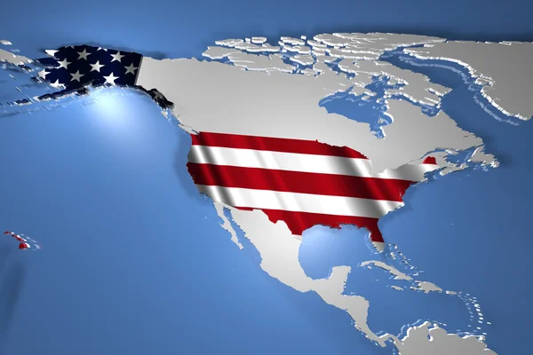 United States of America Country Map on Continent 3D Illustration — Stock Photo, Image