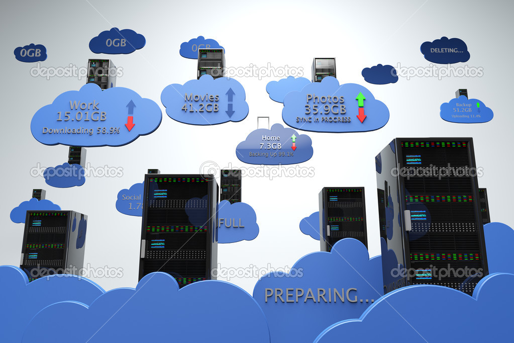 Cloud Servers Computing Creative Concept
