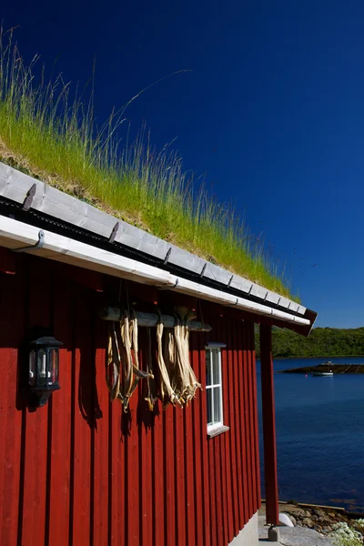 Fischerhütte am Fjord — Stockfoto