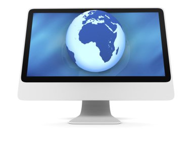 bilgisayar ekranında mavi dünya