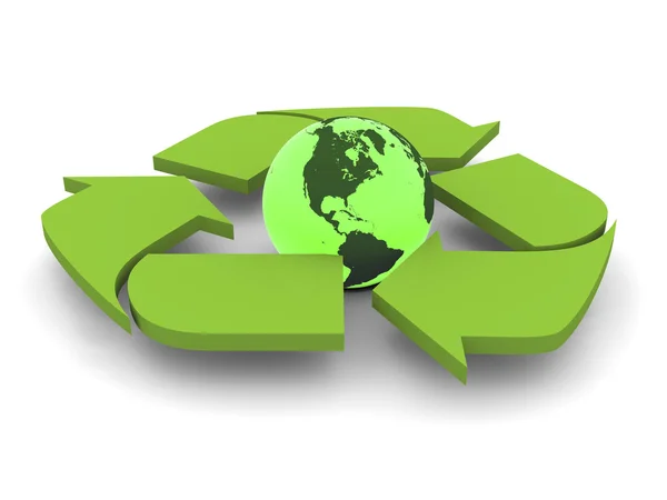 Recycling-Symbol mit Erde — Stockfoto