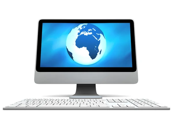 Blaue Erde auf dem Computerbildschirm — Stockfoto