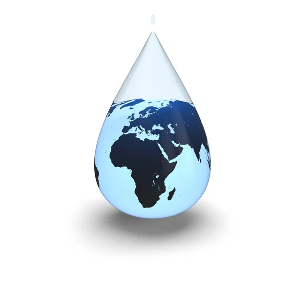 Earth inside water drop — Stock Photo, Image