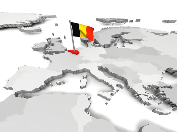 Bélgica en el mapa de Europa — Foto de Stock