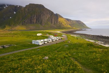 Caravans on Lofoten islands clipart