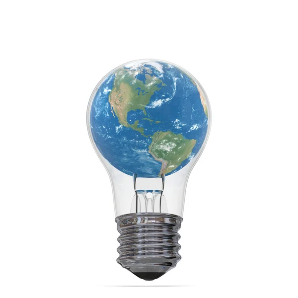 Planet Earth inside lightbulb — Stock Photo, Image