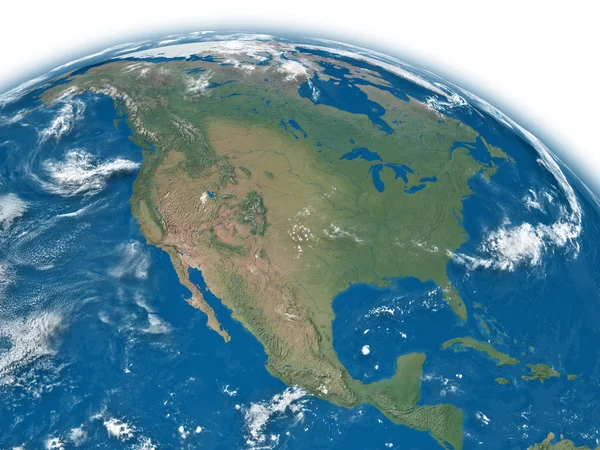 Severní Amerika na modré zemi — Stock fotografie