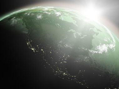 Kuzey Amerika üzerinde gündoğumu