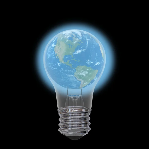 Earth inside lightbulb — Stock Photo, Image