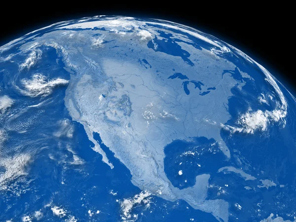 Nordamerika på blå jord — Stockfoto
