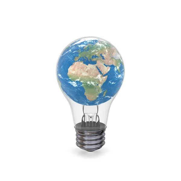 Planet Earth inside lightbulb — Stock Photo, Image