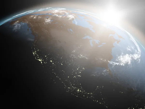 Soluppgång över Nordamerika — Stockfoto