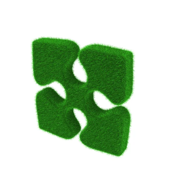 Green grass puzzle piece — Stock Photo, Image