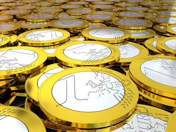 Hög med euromynt — Stockfoto